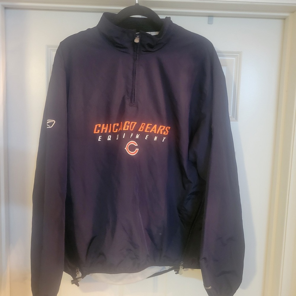 Vintage Reebok NFL Onfield Chicago Bears Pullover Jacket  M Navy Blue